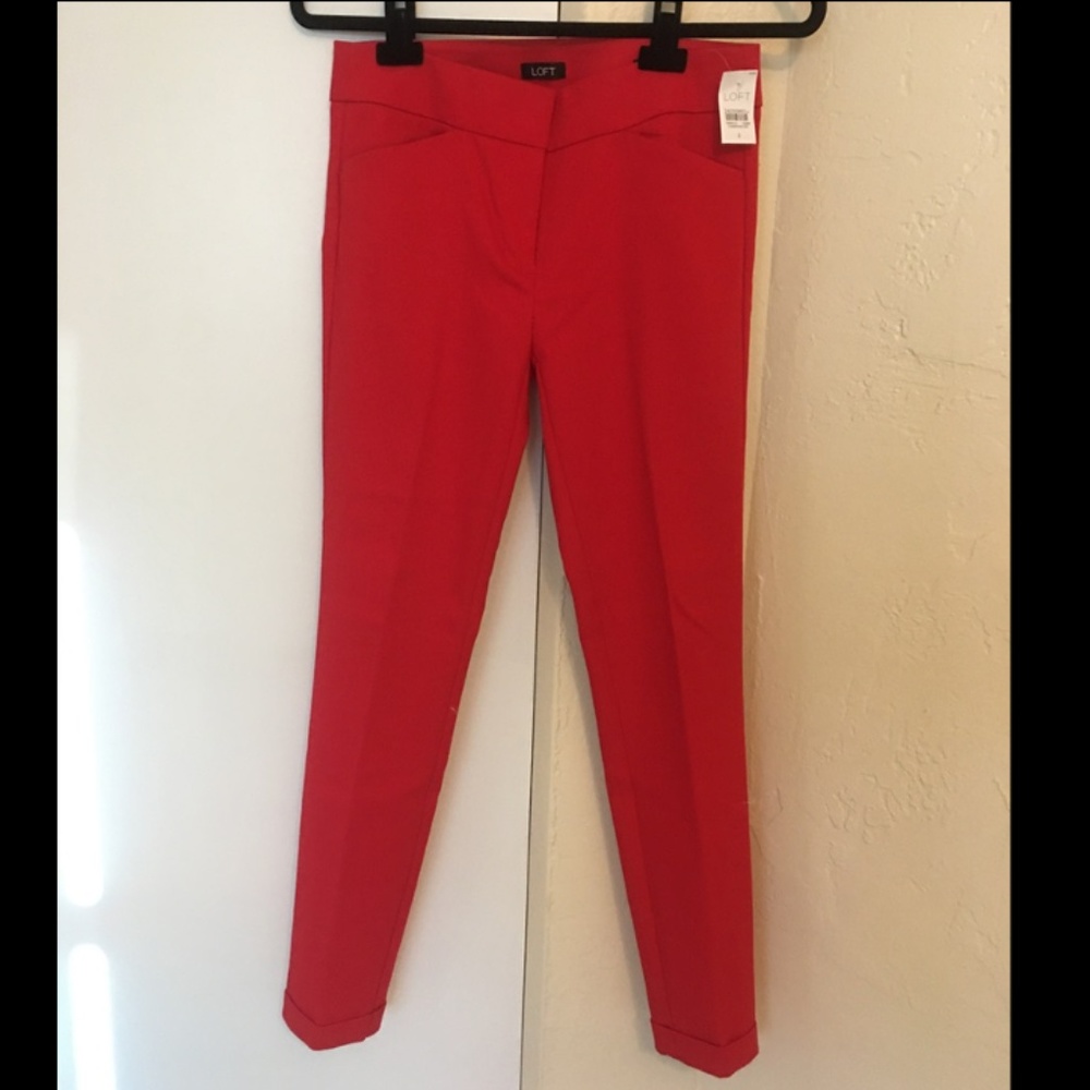 RED SKINNY CROPPED PANTS SIZE 2